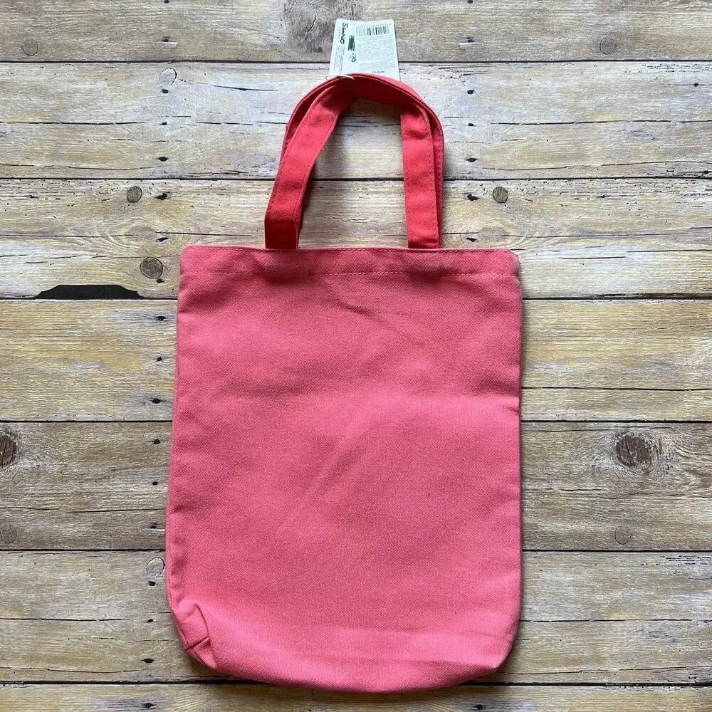 Miniso Sanrio Hello Kitty Pink Canvas Tote Bag Red‎ Handles New With Tags